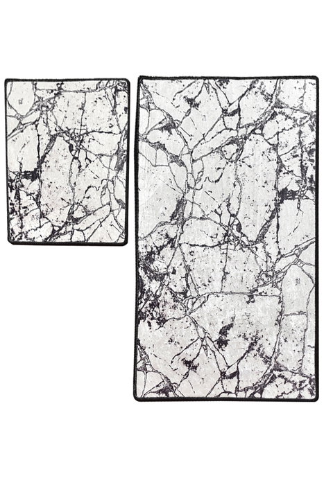 Mijölnir Juego de alfombras de baño Marble - White Mijölnir Juego de alfombras de baño Marble - White